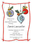 Christmas Ornaments Red Border Bridal Shower Invitation
