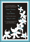 Gardenia 1 Black & Teal Border Wedding Invitation