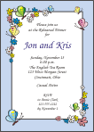 Flowers and Butterflies Blue Rehearsal Dinner Invitation