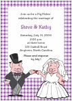 Pig Pickin Bride and Groom Purple Tablecloth Rehearsal Dinner Invitation