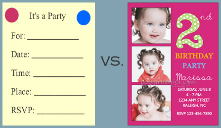the difference between fill in the blank and personalized invitations