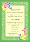 Alphabet Green Baby Shower Invitation