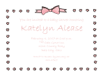Hearts and Bow Pink Baby Shower Invitations