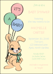 Bunny and Balloons 3 Baby Shower Invitation