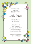Flowers and Butterflies Green Border Baby Shower Invitation