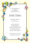 Flowers and Butterflies Ivory Border Baby Shower Invitation