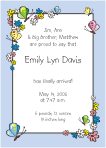 Flowers and Butterflies, Blue Birth Announcements