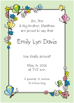 Flowers and Butterflies, Green Birth Announcements
