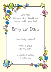 Flowers and Butterflies, Ivory Birth Announcements