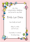 Flowers and Butterflies, Pink Birth Announcements