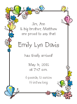Flowers and Butterflies Birth Announcements