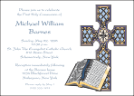 Bible and Blue Cross First Communion Invitation