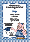 Graduation Invitation, Blue Pig Pickin