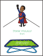 Bungee Trampoline Superhero Boy (Brown Skin) Thank You Note Card