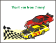 Nascar Cars with Flag Thank You Card