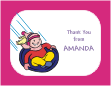 Sledding, Girl Thank You Card