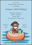 Bumper Boat Boy (Brown Skin) Birthday Invitation