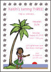 Hula Girl (Brown Skin) Birthday Party Invitation