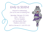 Ice Skating Hippo Birthday Party Invitation