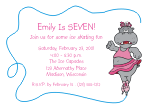 Ice Skating Hippo Birthday Party Invitation