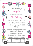 Limo, Peace, Love and Flowers 1 Birthday Invitation