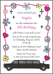 Limo, Peace, Love and Flowers 3 Birthday Invitation