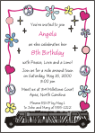 Limo, Peace, Love and Flowers 4 Birthday Invitation