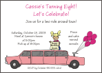 Pink Limo with Girl 1 Birthday Invitation