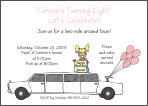 White Limo with Girl 1 Birthday Invitation