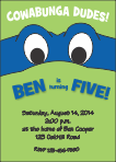 Ninja Turtle Blue Birthday Invitation