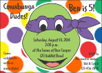 Ninja Turtle Purple Birthday Invitation