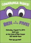 Ninja Turtle Purple Birthday Invitation