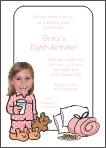 Pajama Party Girl Photo Invitations