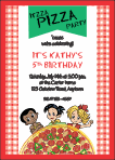 Pizza Party Kids Birthday Invitation