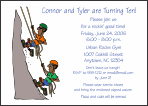 Rock Climbing 2 Dudes (Brown Skin) Birthday Party Invitation