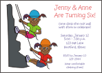 Rock Climbing Double Girl 2 Birthday Party Invitations