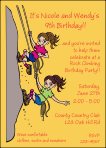 Rock Climbing Triple Girl COlored Background Invitations