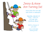 Rock Climbing Double Girl Birthday Party Invitations