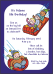 Sledding, Boy Birthday Party Invitation