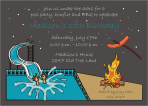 Pool Party Bonfire BBQ Birthday Party Invitation