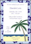Hibiscus Blue Border with Palm Tree Invitation