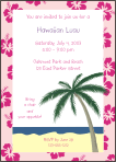 Hibiscus Pink Border with Palm Tree Invitation