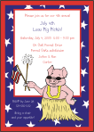 Luau Pig Pickin 4th of July Invitation