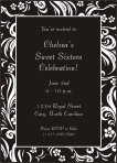 Black Botanical Burst 1 Sweet 16 Invitation