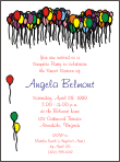 Colorful Balloons on Ceiling Sweet Sixteen Invitation