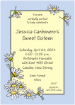 Daisies Blue Border Sweet Sixteen Invitation