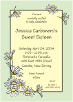 Daisies Green Border Sweet Sixteen Invitation