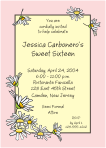 Daisies Pink Border Sweet Sixteen Invitation