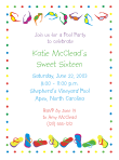 Pool / Flipflop / Sunglasses Sweet 16 Invitation