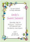 Flowers and Butterflies Green Sweet 16 Birthday Invitation